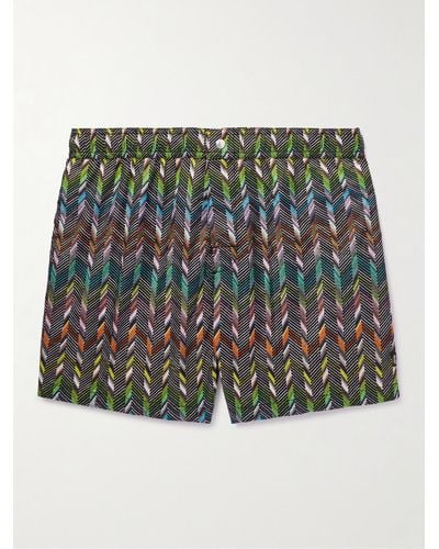 Missoni Slim-fit Mid-length Striped Swim Shorts - Green