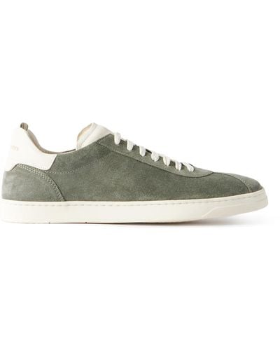 Officine Creative Karma Leather-trimmed Suede Sneakers - Green