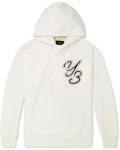 Y-3 Logo-print Organic Cotton-jersey Hoodie - Natural