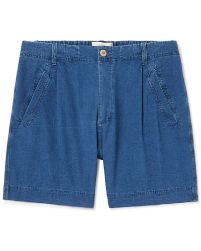 Folk Assembly Straight-leg Cotton Shorts - Blue