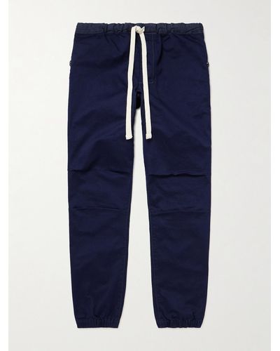 Beams Plus Gym Tapered Stretch-cotton Twill Drawstring Trousers - Blue