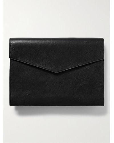 Metier Textured-leather Pouch - Black