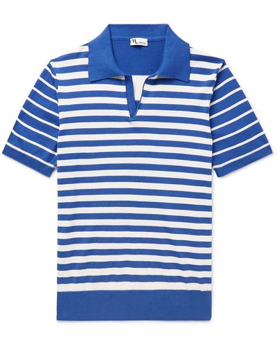 Doppiaa Slim-fit Striped Cotton Polo Shirt - Blue