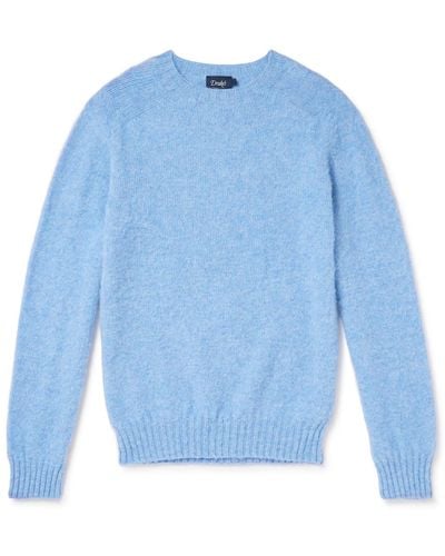 Drake's Brushed Shetland Wool Sweater - Blue