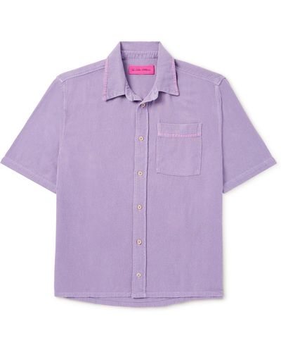 The Elder Statesman Jupiter Cotton And Silk-blend Twill Shirt - Purple