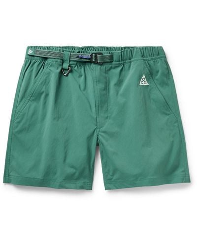 Nike Acg Straight-leg Logo-embroidered Belted Nylon Shorts - Green