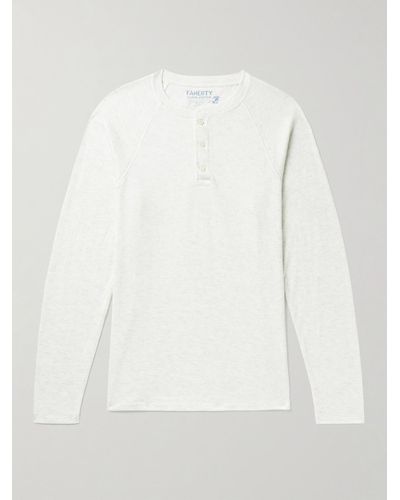 Faherty Henley Shirt aus einer Mischung aus Pima-Baumwolle und Modal - Weiß