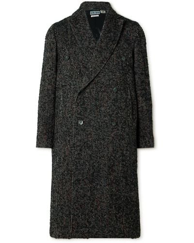 Blue Blue Japan Double-breasted Wool-blend Tweed Coat - Black