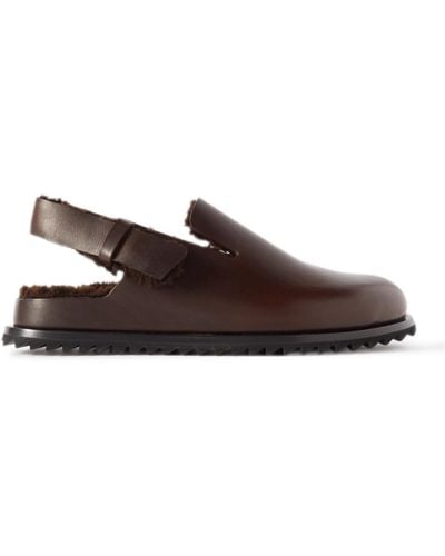 Officine Creative Introspectus Shearling-lined Leather Mules - Brown
