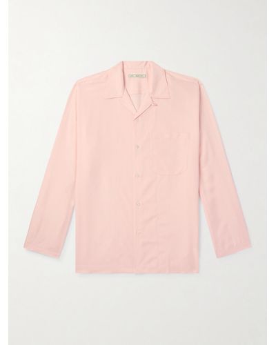 Umit Benan Hemd aus Seidenpopeline mit Reverskragen - Pink
