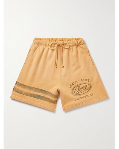 CHERRY LA Straight-leg Logo-print Cotton-jersey Drawstring Shorts - Natural