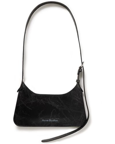 Acne Studios Platt Mini Cracked-leather Messenger Bag - Black