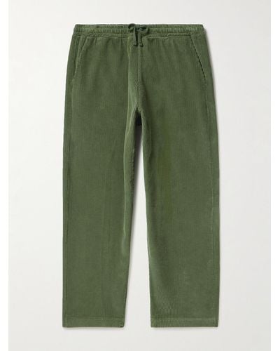 Universal Works Pantaloni a gamba dritta in velluto a coste di lana con coulisse - Verde