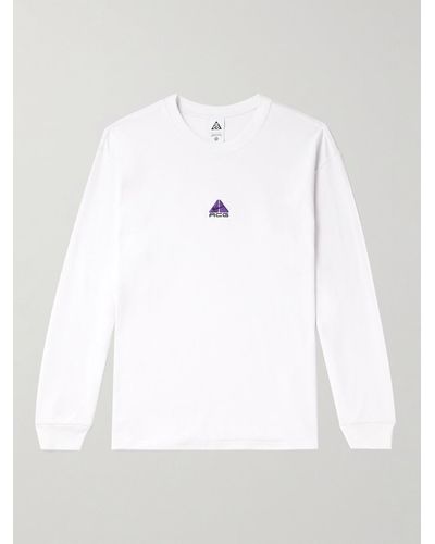 Nike Acg Logo-embroidered Jersey T-shirt - White