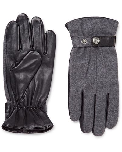 Dents Guildford Mélange Flannel And Leather Gloves - Black