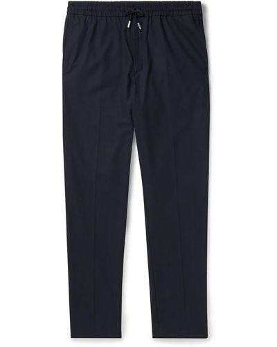 MR P. James Tapered Pleated Cotton Pants - Blue