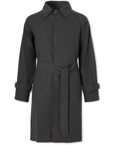 STÒFFA Belted Wool Trench Coat - Black