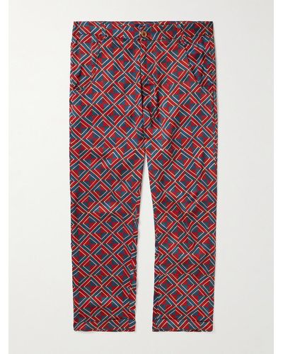 SMR Days Carbo Straight-leg Printed Cotton And Modal-blend Twill Trousers - Red