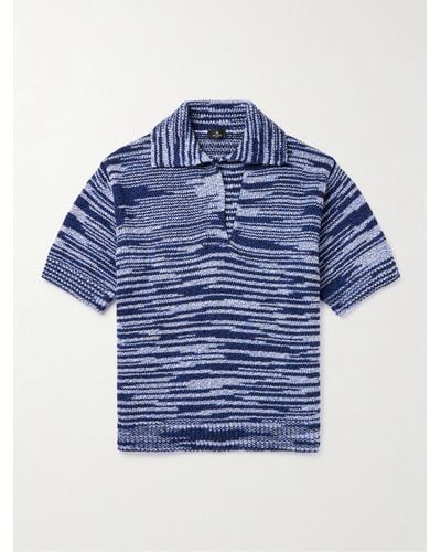 Etro Space-dyed Cotton-blend Polo Shirt - Blue