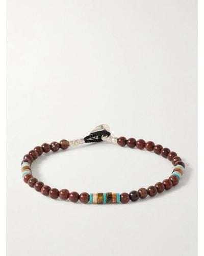Mikia Armband mit silberfarbenen Details und Zierperlen aus mehreren Steinen - Natur