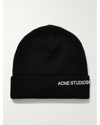 Acne Studios Logo-embroidered Wool-blend Beanie - Black
