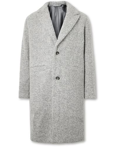 NN07 Fulvio 8011 Herringbone Recycled Wool-blend Bouclé Coat - Gray