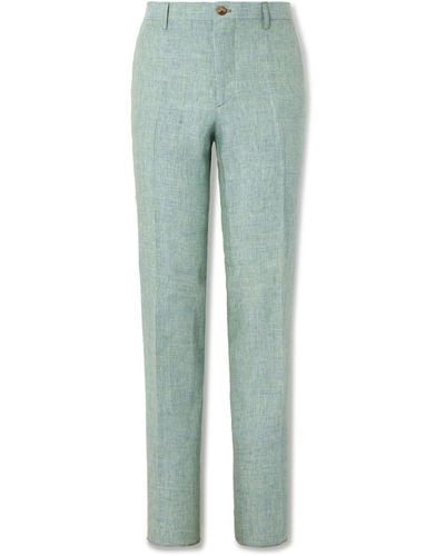 Etro Slim-fit Straight-leg Linen Suit Pants - Green