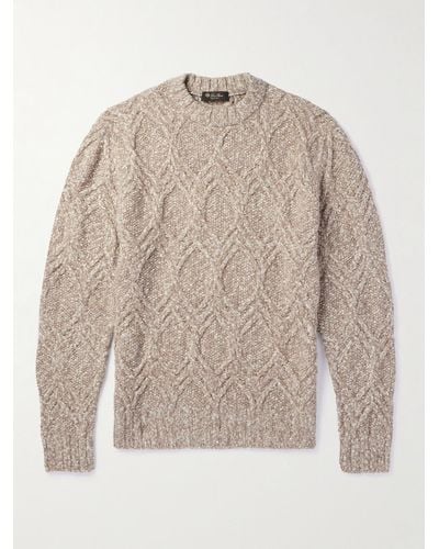 Loro Piana Mélange Cable-knit Wool And Cashmere-blend Jumper - Natural