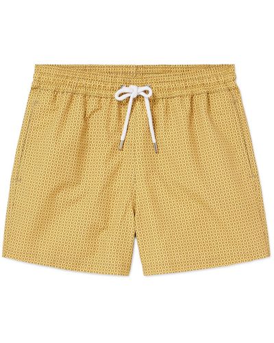 Frescobol Carioca Ipanmena Straight-leg Mid-length Printed Recycled-shell Swim Shorts - Yellow
