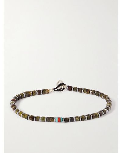Mikia Heishi Armband mit mehreren Steinen und Details aus Silber - Natur