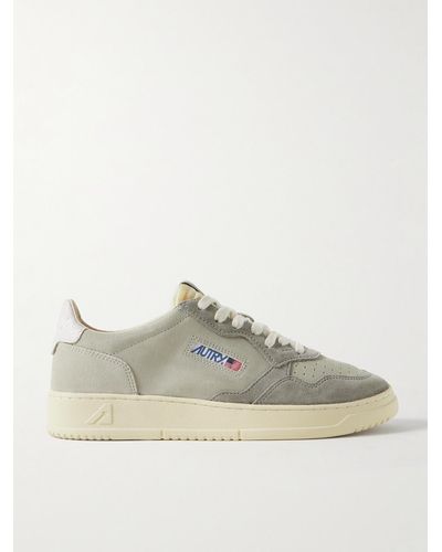 Autry Medalist Shell-trimmed Suede Sneakers - Grey