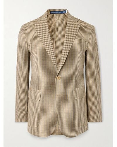 Polo Ralph Lauren Checked Cotton-seersucker Blazer - Natural