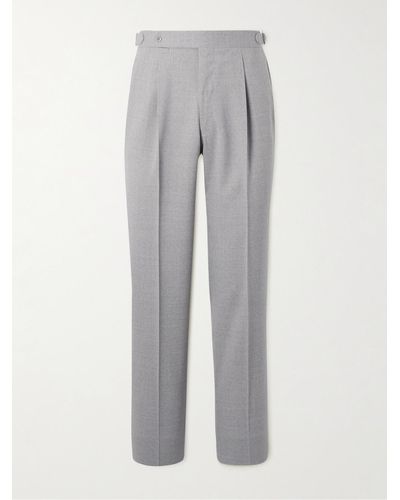 STÒFFA Tapered Pleated Wool Pants - Grey