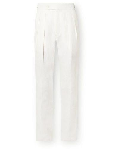 Richard James Tapered Pleated Linen Pants - White