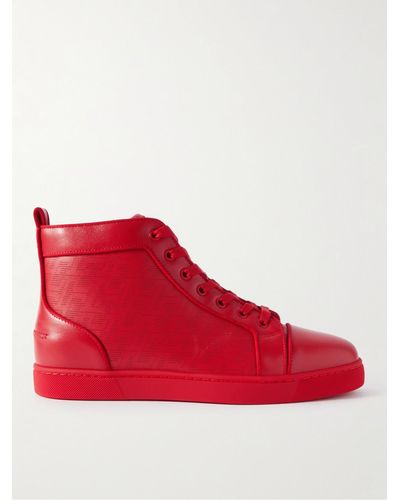 Christian Louboutin Louis Orlato Logo-appliquéd Leather High-top Sneakers - Red