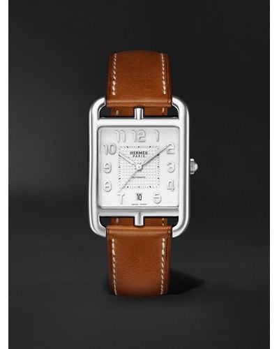 Hermès Cape Cod Automatic 33mm Stainless Steel And Leather Watch - Black