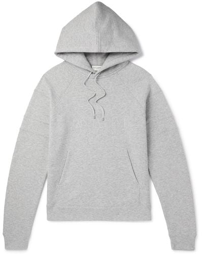 Saint Laurent Cotton Hoodie With Logo - Gray