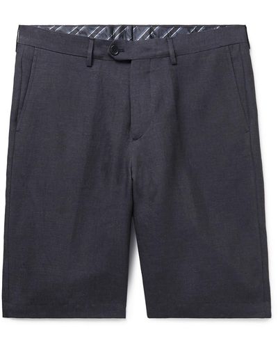Etro Straight-leg Linen Bermuda Shorts - Blue