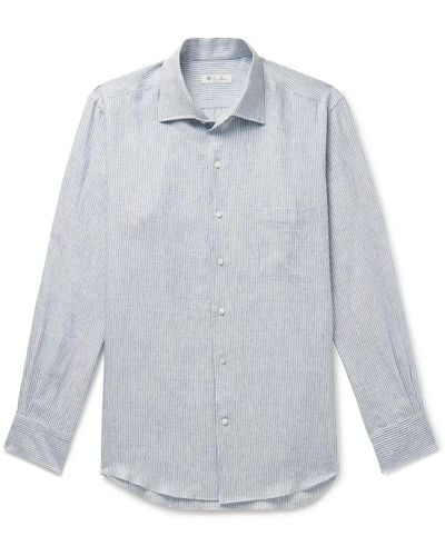 Loro Piana André Striped Linen Shirt - Gray