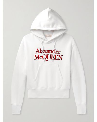 Alexander McQueen Hoodie aus Baumwoll-Jersey mit Logostickerei - Grau