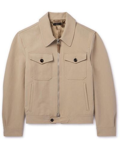 Tom Ford Cotton-twill Blouson Jacket - Natural