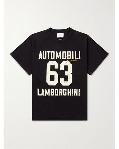 Rhude Lamborghini T-shirt in jersey di cotone con stampa e logo ricamato - Nero