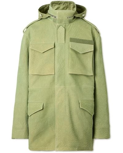 Givenchy Oversized Textured-leather Hooded Parka - Green