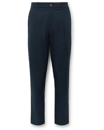 MR P. Daniel Slim-fit Pleated Cotton-blend Seersucker Suit Pants - Blue