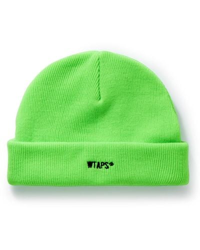 WTAPS Logo-embroidered Ribbed-knit Beanie - Green