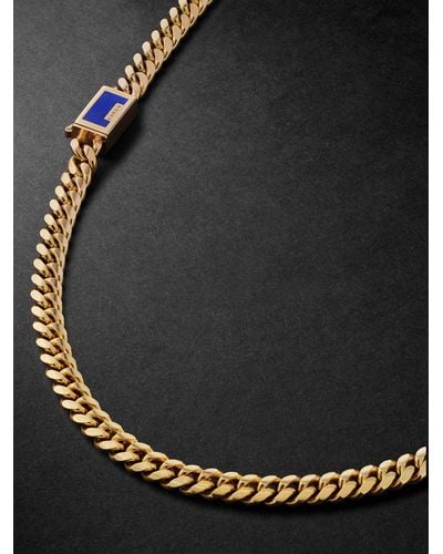 Varon Malo Gold Lapis Lazuli Chain Necklace - Black