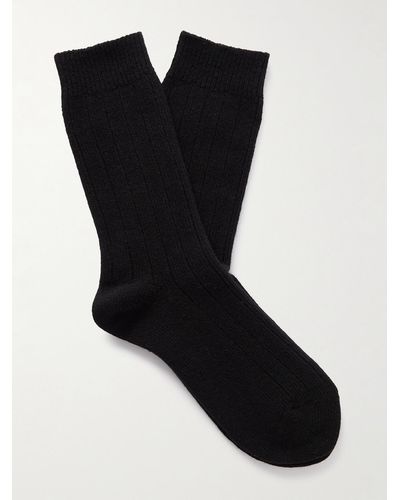 NN07 One 9055 Ribbed Wool-blend Socks - Black