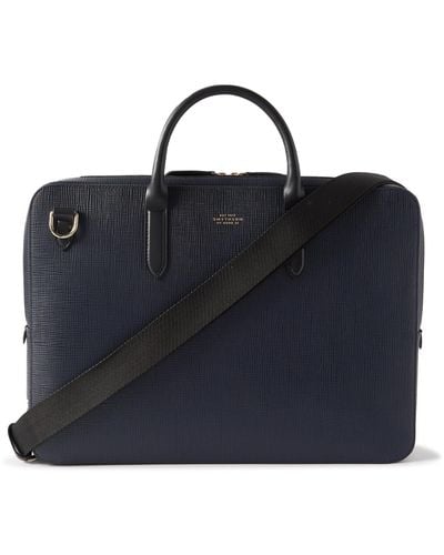 Smythson Panama Cross-grain Leather Briefcase - Black