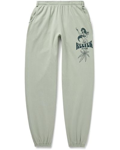 Local Authority Reefer Room Tapered Printed Cotton-jersey Sweatpants - Green