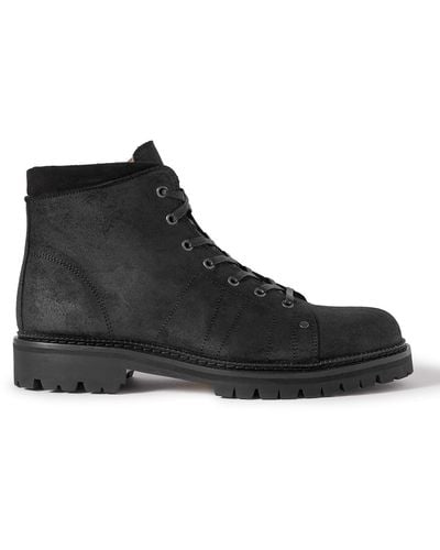 MR P. Jacques Chore Waxed-suede Boots - Black